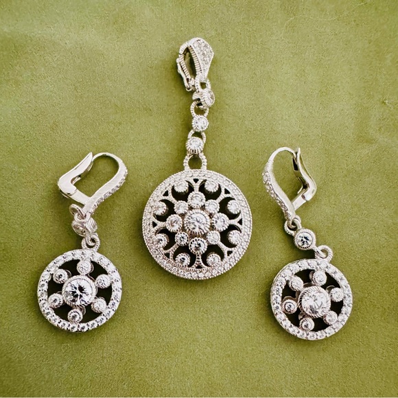 Judith Ripka Elegant Sterling Silver and CZ Enhancer  and Earring Set-Never Worn - Picture 1 of 3